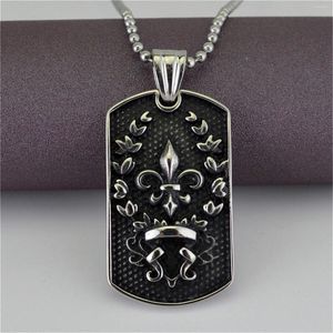 Pendant Necklaces Fleur De Lis Heraldic Heraldry Stainless Steel Shield Iris Flower Necklace For Men And Women Fleurdelise Fleurs