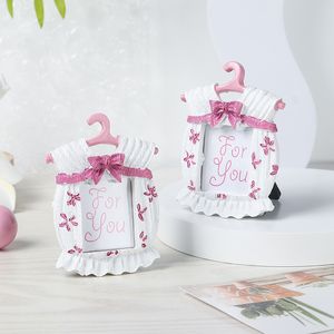 50pcs Baby Girl Girl Choused Favors Pink Baby Dress Fotion Frame Plact Holder Birthday Party Decoration Supplies