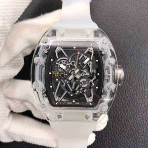 Business Leisure Rm35-02 Automatic Mechanical r Watch Carbon Fiber Shell Hollow Tape Men Nusn