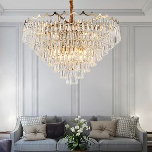 Modern Luxury Crystal Pendant Lamps LED Shining Pendant Lights Fixture American Clear Elegant Droplight Home Bar Dining Living Room Chandelier Hanging Lamp