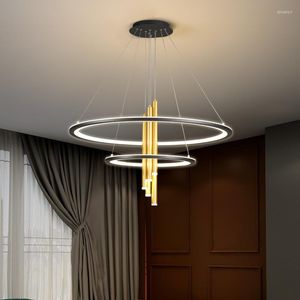 H￤ngslampor 2022 Guld/svart LED-ljus inomhus vardagsrum dekorationslampor utrustning matsalssuspension armaturen