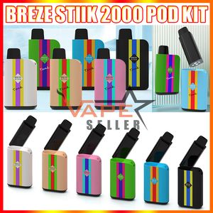 Original Breze Stiik Tank 2000 Puffs Vape Pod E sigaretta usa e getta con batteria ricaricabile da 650 mAh 6 ml Baccelli sostituibili preriempiti VS Lowit Elfworld