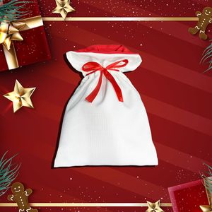 Sublimation Blank White Gift Bag Christmas Decorations Silk Ribbon Heat Transfer Printing Linen Candy Bag With draw string For Xmas Gifts Packing Colors B5