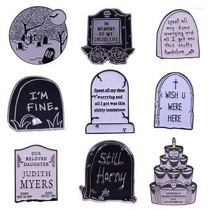 Spille Collezione Tombstone Spilla smaltata Umorismo gotico Horror Accessori per Halloween