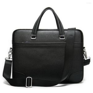 Evrak çantaları moda gündelik tasarım orijinal deri erkek iş çantaları evrak çantası adam omuz crossbody büyük kapasite seyahat siyah