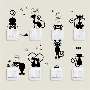 Adorável gato, interruptor, adesivos de parede de telefone para crianças DIY DIY decoração de desenhos animados Decalques PVC Mural Art 220607