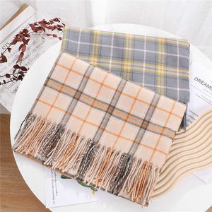 Szaliki heft boooge w stylu koreańskiego tkaniny akrylowej siatki Dign Dign Fluda Plaid Winter Scalf