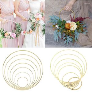 Decorazione per feste Anello in metallo dorato Sposa Ghirlanda portatile Porta fiori artificiali Corona nuziale fai-da-te Cerchio Ragazze che catturano Cerchio da sogno appeso