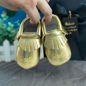 First Walkers Classic Christmas Theme Golden Baby Shoes Born Boys Girls Infant Toddler Nome personalizzato