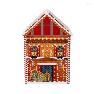 Gift Wrap Christmas-House Case With Lid Metal Candy Box Empty Tin Cookie