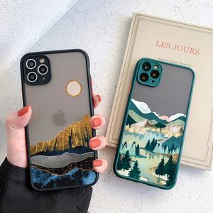 Casos de luxo capa de telefone pintada à mão para iPhone 12 13 14 11 Pro máximo x xs xr 7 8 plus se2 cenário à prova de choque rígido tampa traseira