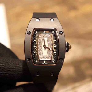 럭셔리 메커니즘 시계 손목 시계 와인 배럴 레저 비즈니스 시계 RM07-01 완전 자동 기계적 R 세라믹 케이스 여성