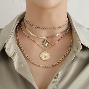 Choker Zuowen Fashion Feamle Moon Cross Coin Coin Pendants女性用自由andネックレス