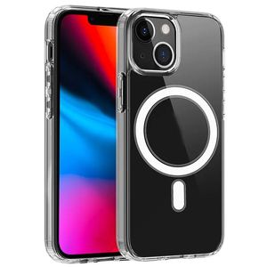 Ультра-прозрачные магнитные круглые чехлы Magsafing для iPhone 14 13 12 11 Pro Max Mini XS XR 7 8 Plus SE Macsafe Cover