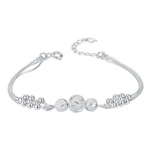Wunderschöne 999 Silber Armbänder für Hochzeit Frauen Kettenarmband Charm Perlen Modeschmuck Geburtstag Valentinstag Geschenk 018