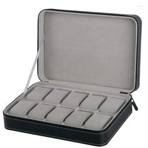 Assista Kits de reparo 10 slots Caixa de couro portátil seu bom organizador de joalheria Zipper Easy Carry Men