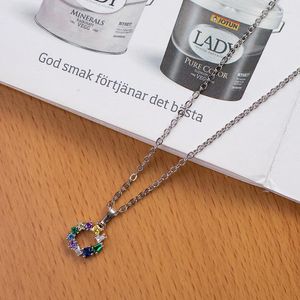 Pendant Necklaces ChengLong Jewelry The Colorful CZ Wreath Necklace In Rhodium Cover