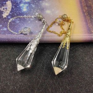 Anhänger Halsketten Natürliche weiße Kristallpendel für Wünschelruten Reiki Chakra Heilkristalle Charms Halskette Filigran