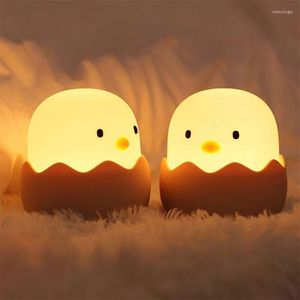 Luci notturne per bambini Touch Light Morbido silicone USB ricaricabile Decorazioni per camera da letto Regalo Guscio d'uovo animale Pulcino Lampada da comodino Baby LED