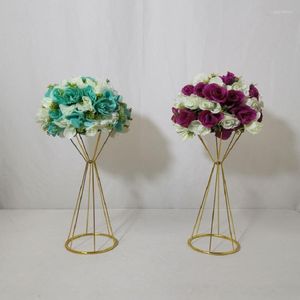 Party Decoration 50cm Elektroplätering av guldblomma vaser Guld/ Vit Stativ Metal Road Lead Wedding Centerpiece Flowers Rack för händelse