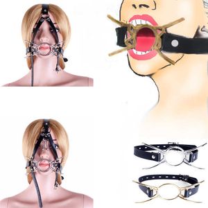 Articoli di bellezza Anello di ragno in metallo Bavaglio con testa Imbracatura da schiavo Gancio per naso Bocca Bavaglio Bdsm Clip Fissazione orale Fetish Giocattoli sexy per adulti