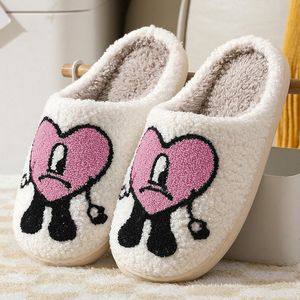 Wholesale BadBunny Slipper Shoes Anti-slippery Winter Slippe Home Cute Bad Bunny Heart Slippers Warm suitable for winter