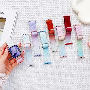 Ultra 49mm Rainbow Nylon Strap For Apple Watch Band 45mm 41mm 44mm 40mm 42mm 38mm Smart watchband iWatch Series 8 7 6 5 SE loop Bracelet NOT Alpine NOT Ocean Nor Trail