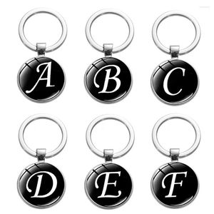 Chaves de chaves de chave de chave de chave de chave de chave de chave de chave de aço inoxidável retrô A a Z Alphabet Gem com anel -chave para mulheres carteira