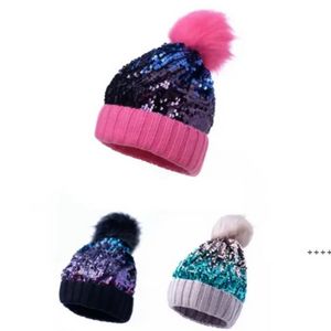 Party Hats Sequined Knit Hats Ladies Hair Balls Fashionable Thick Wool En m￤ngd stilar B1020