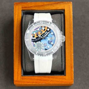 高級メンズメカニクスウォッチRM腕時計かわいい透明ケース8215ムーブメント漫画ダイヤルラミナススケールカスタムオートマチックメカニカル