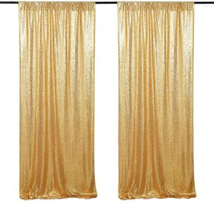 パーティーの装飾再利用可能な2ftx8ftゴールドスパンコールバックドロップカーテンキラキラ結婚式の背景スパークルバースデーブライダルPO背景ドレープ