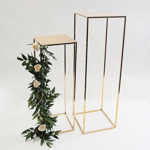 Party Decoration Gold Flower Vase Floor Vases Column Stand Metal Road Lead Wedding Table Centerpiece Rack Event Im057