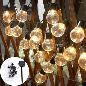 Strings 10/20/30 LED G50 Outdoor Solar Globe Bulb Festoon String Lights Waterproof Ball Warm White Christmas Wedding Garland