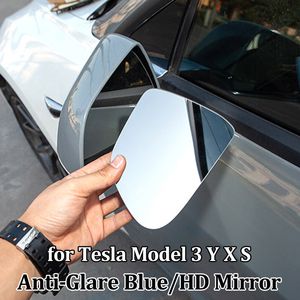 1 par 800 espelho retrovisor lateral lente de vidro azul para Tesla modelo 3 Y S X porta grande angular espelho antirreflexo acessórios exteriores