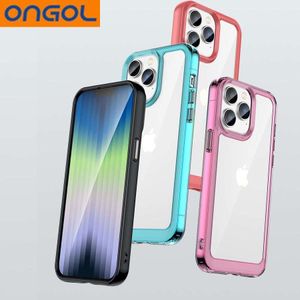 Para iPhone 14 Acrílico Clear Phone Cases Doce Cor Transparente Capa Protetora Compatível com Apple 13 12 11 Pro Max Anti-Knock Shell