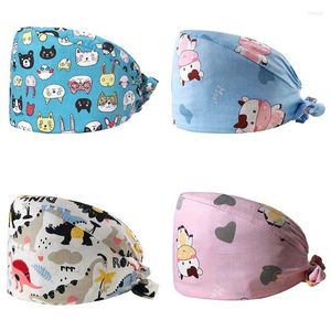 Berretti Moda Cartoon Cotone unisex Cappelli da lavoro regolabili per animali domestici Berretto da allattamento antipolvere Cappello di bellezza elastico Salon Baotou Scrubs