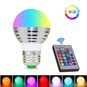 Lâmpadas de lâmpada de controle inteligente E27 E14 16COLOR Mudança de lâmpada mágica LED RGB Controles de luz diminuídos Spotlight com 24 key controle remoto D1.5