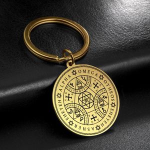 キーチェーンDawapara Tetragrammaton Amulet Pendantキーリングマジックボードエノキアンエンジェルステンレススチールキーチェーン