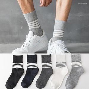 Men's Socks Casual Men Cotton Trendy Fashion Man Middle Tube Boy Ins Stripe For Gift BY01