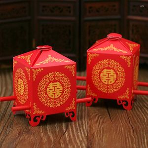 Hediye sargısı 50 adet/çok yaratıcı Çin asyalı tarzı kırmızı çift mutluluk sedan sandalye düğün iyiliği parti şeker ambalaj kutusu