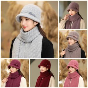 Women Winter Hat Long Scarf Set Thick Warm Ladies Mother Gift Russian Winter Outdoor Sets