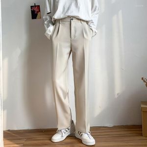 Men's Pants Men Casual Zipper Suit Trousers Slacks Harajuku All-match Korean Baggy Elastic Straight Wide Leg W1958