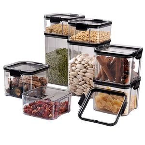 Contêineres transparentes de armazenamento de cozinha plástica Snacks Tea Food Grade seled Jarned