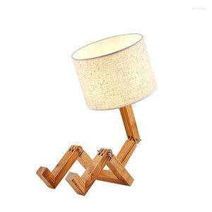 Bordslampor Nordiskt kreativt träperson skrivbordsbelysning Dekorativ för hem LED -lampljus