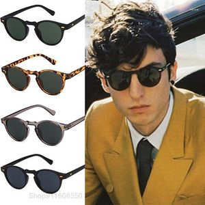 Óculos de Sol GOZLUGU Moda Lente Redonda Armação Transparente Gregory Peck Marca Designer Masculino Feminino Óculos de Sol Retro Gafas Oculos