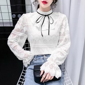 Женские блузки Blusa feminina elegantes Трехмерная цветочная эластичная стройная высокая шея Blusas Mujer de Moda Женщина Tops 615b