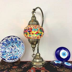مصابيح طاولة مغربية مصباح رومانسي ليلي نوم غرفة نوم مطعم البار التركي المصنوع يدويًا الزجاج