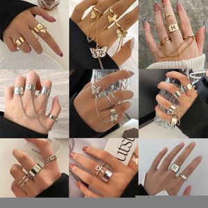 Küme halkaları ayarlanabilir kelebek uzun zincir seti kadınlar için moda alaşım açık parmak yüzüğü partisi hediye 2022 trend takı