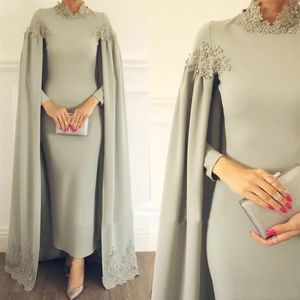 Blygsam mantel Mor till brudens brudgum klänningar höghals formella eleganta formella kvällsfestklänningar applikationer ankel längd arabisk väst