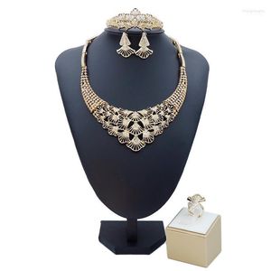 Necklace Earrings Set & 2022 Fashion Exquisite Noble Gold Wholesale Nigerian Wedding Women Accessories Jewelry Bran W0007